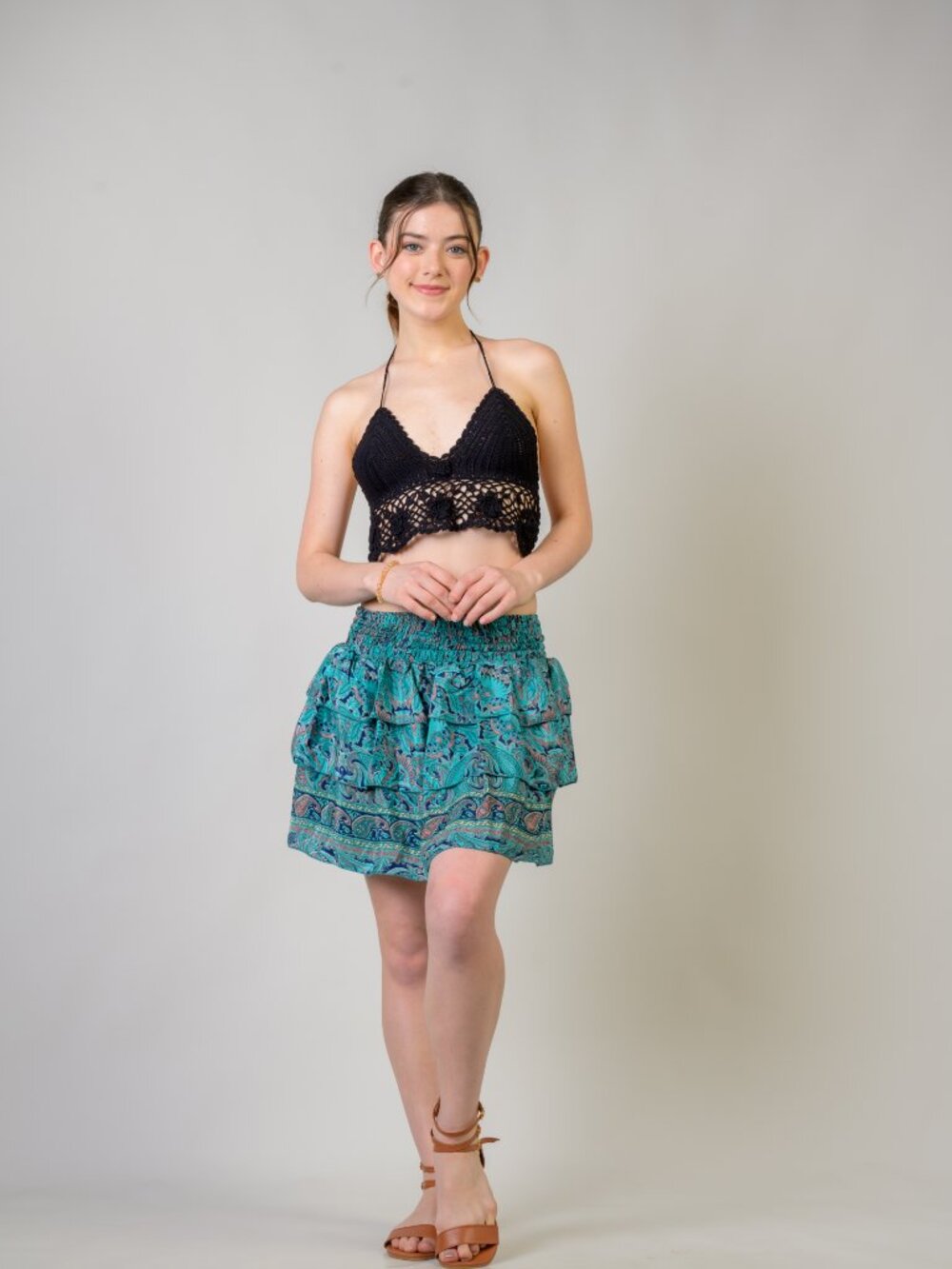 27.) Rhea Layered Pattern Bobbin Skirt (Assorted) - Picture 5 of 10